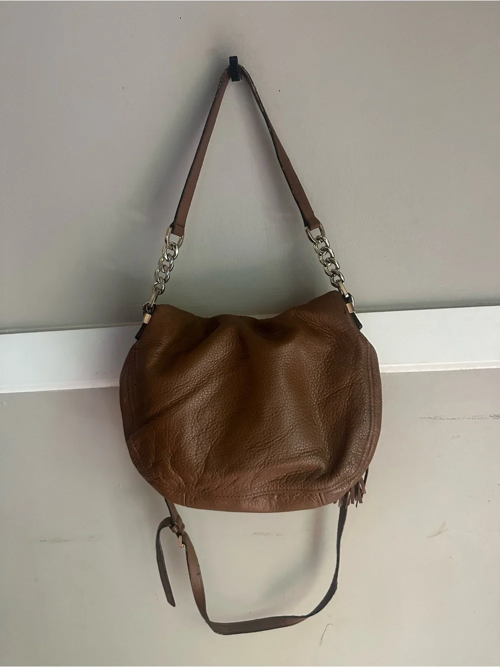Michael Kors Cognac Leather Shoulder Bag with Tassel